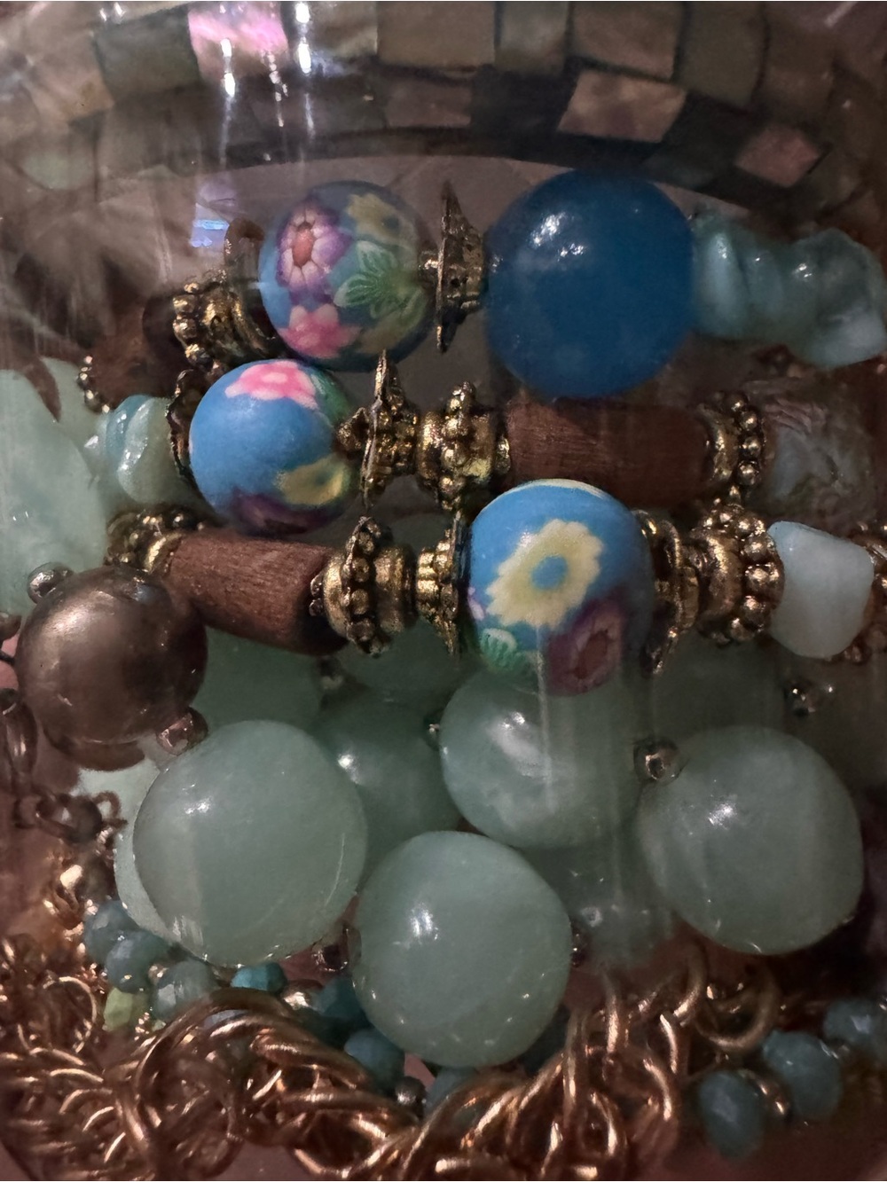 Beautiful Mystery Jewelry Jar with colorful wrap bracelet and more!